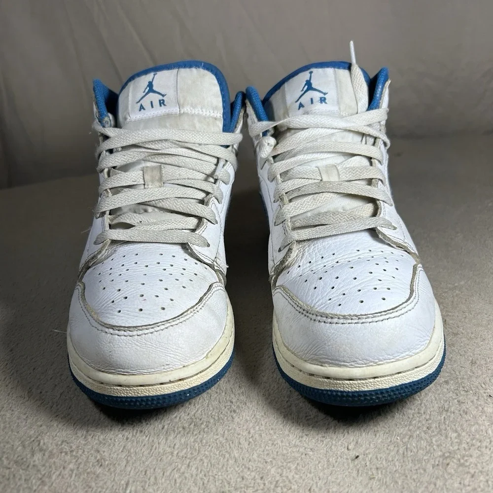 Nike Air Jordan 1 Mid SE GS Industrial Blue Shoes 7Y White FN7432-141